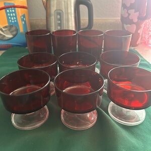 Set of 10 Red Glass Dessert Cups Luminarc